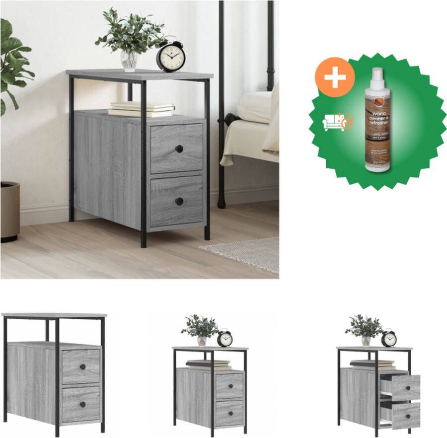 VidaXL Nachtkastje Grijs Sonoma Eiken 30x60x60cm Met verstelbare poten Kast Inclusief Houtreiniger en verfrisser