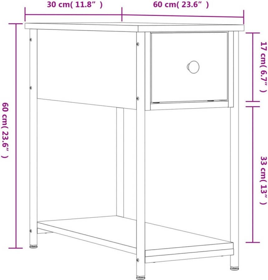 VidaXL -Nachtkastje-30x60x60-cm-bewerkt-hout-sonoma-eikenkleurig - Foto 2