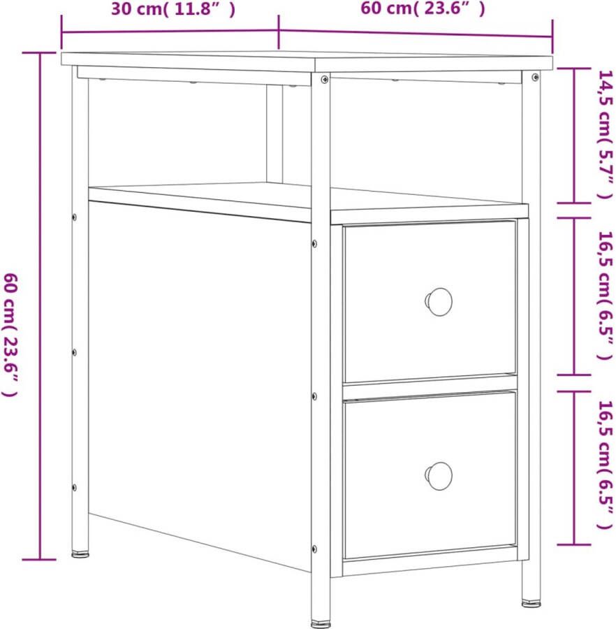 VidaXL -Nachtkastje-30x60x60-cm-bewerkt-hout-sonoma-eikenkleurig - Foto 1