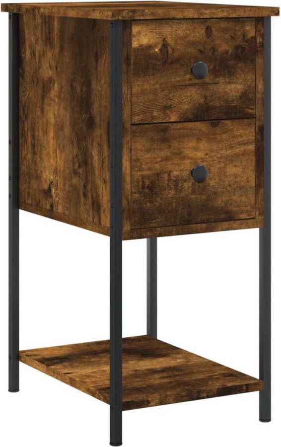 VidaXL Nachtkastje Bewerkt Hout Gerookt Eiken Nachtkastje Kast Slaapkamermeubels Houten Meubel Bruine Kast Vintage Stijl Gerookte Eiken