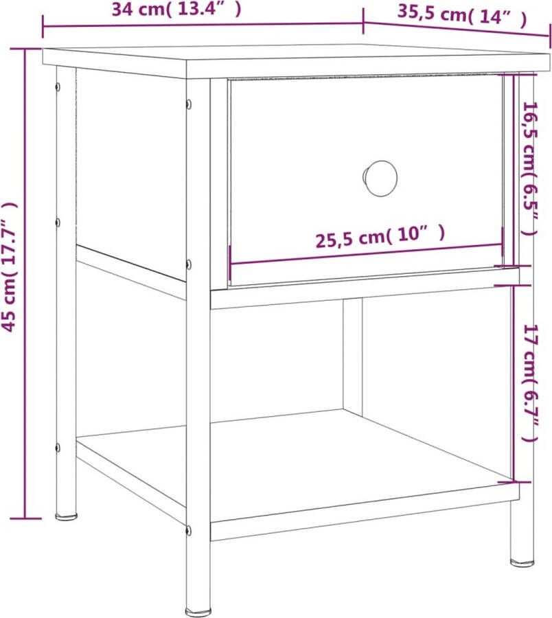 VidaXL -Nachtkastje-34x35 5x45-cm-bewerkt-hout-grijs-sonoma-eikenkleur
