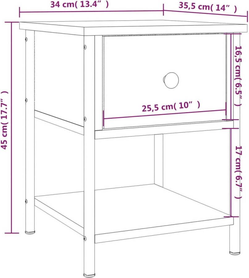 VidaXL -Nachtkastje-34x35 5x45-cm-bewerkt-hout-sonoma-eikenkleurig - Foto 2