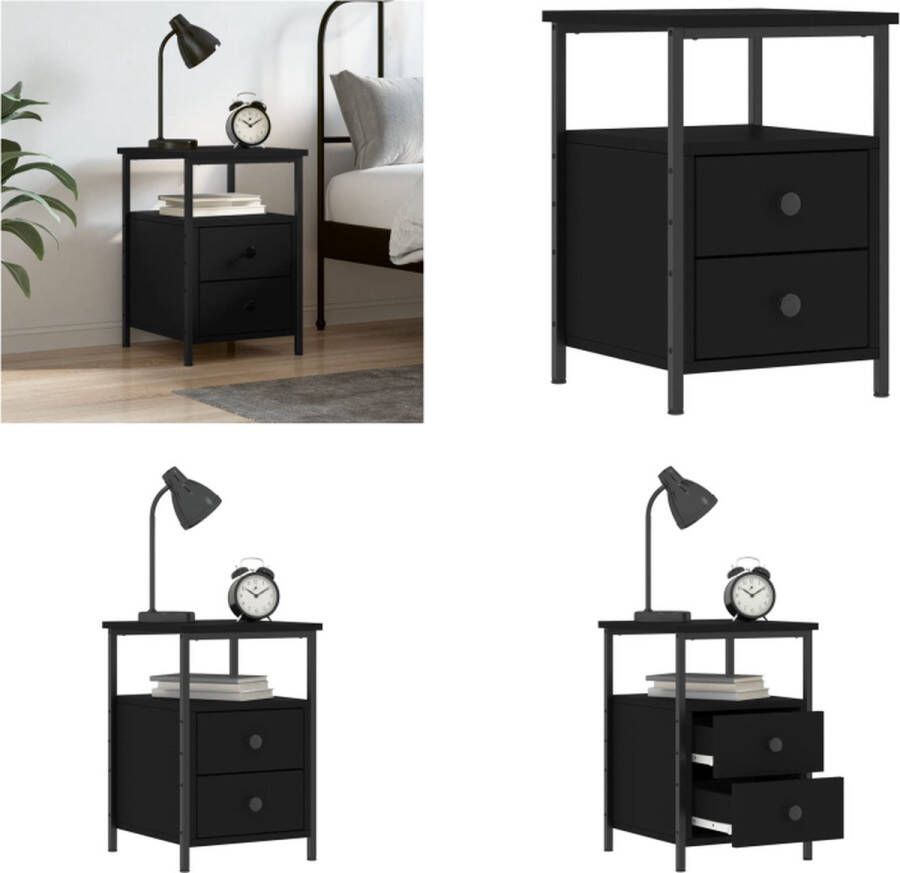 VidaXL -Nachtkastje-34x35 5x50-cm-bewerkt-hout-zwart