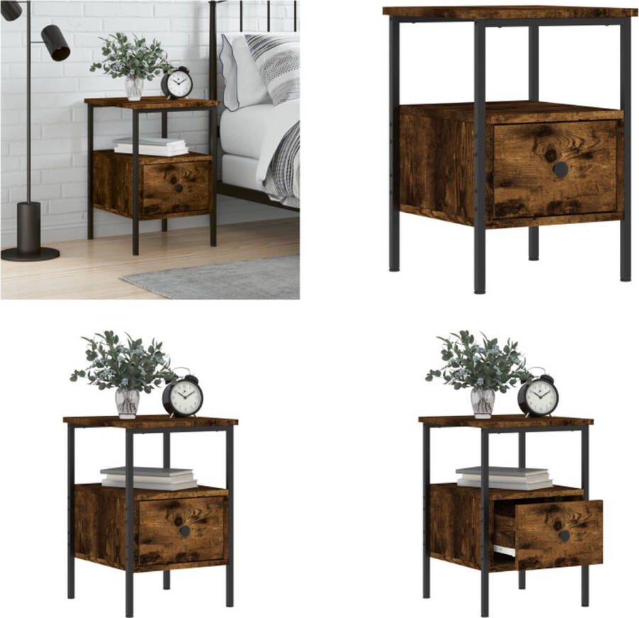 VidaXL -Nachtkastje-34x36x50-cm-bewerkt-hout-gerookt-eikenkleurig