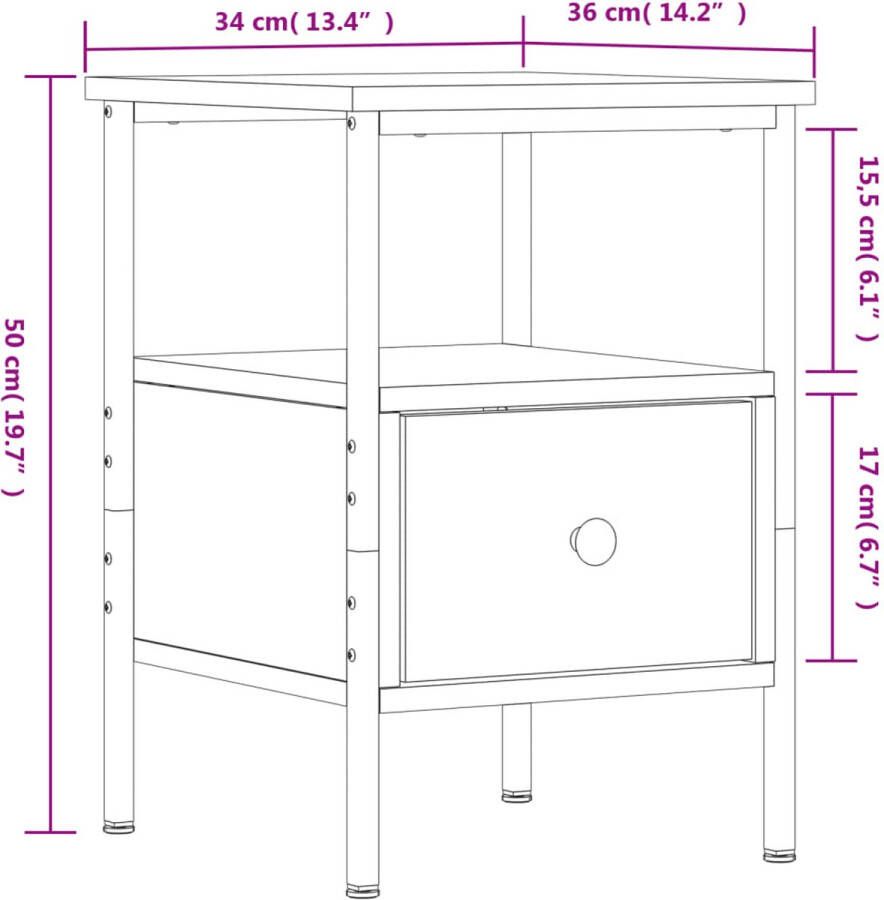 VidaXL -Nachtkastje-34x36x50-cm-bewerkt-hout-sonoma-eikenkleurig