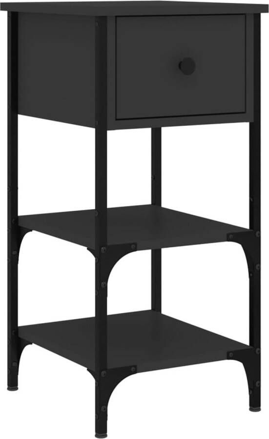 VidaXL -Nachtkastje-34x36x70-cm-bewerkt-hout-zwart - Foto 1