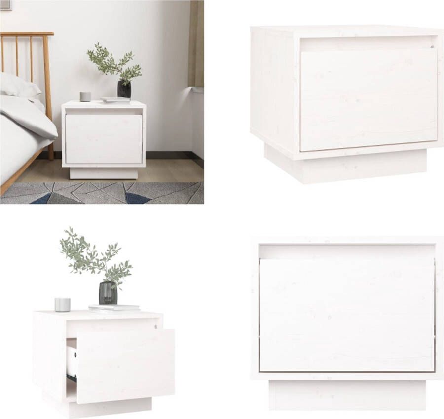 VidaXL -Nachtkastje-35x34x32-cm-massief-grenenhout-wit - Foto 2