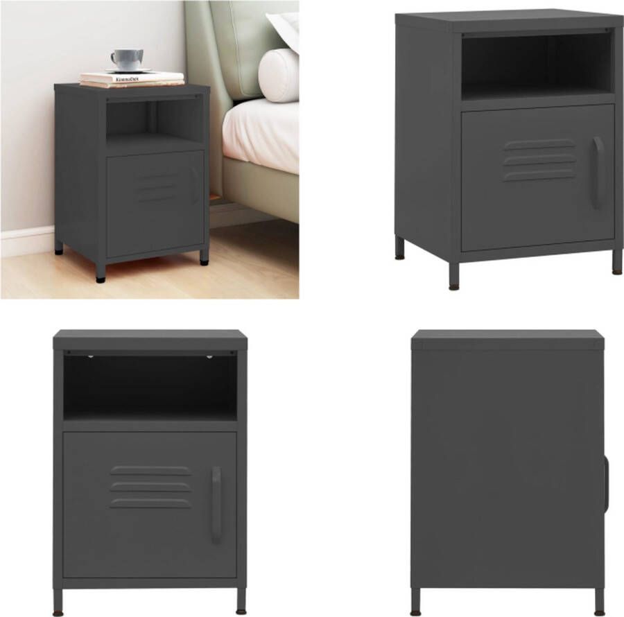 VidaXL Prolenta Premium Nachtkastje 35x35x51 cm staal antracietkleurig
