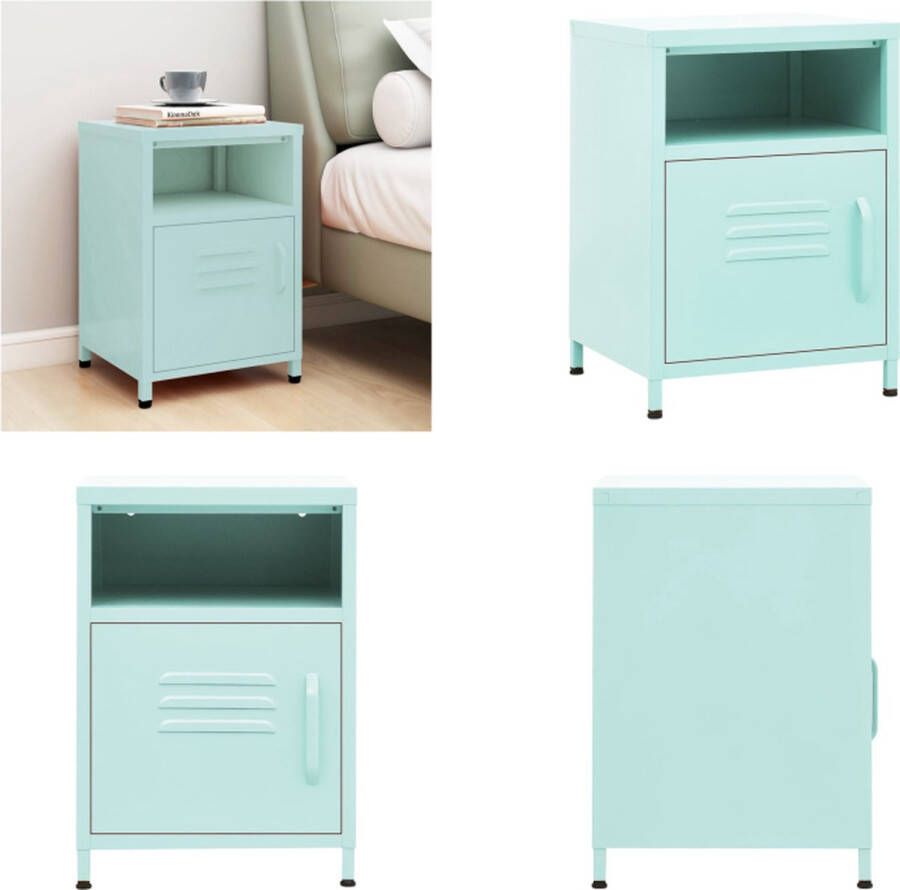 VidaXL Nachtkastje 35x35x51 cm staal mintkleurig Nachtkastje Nachtkastjes Nachttafel Nachttafels