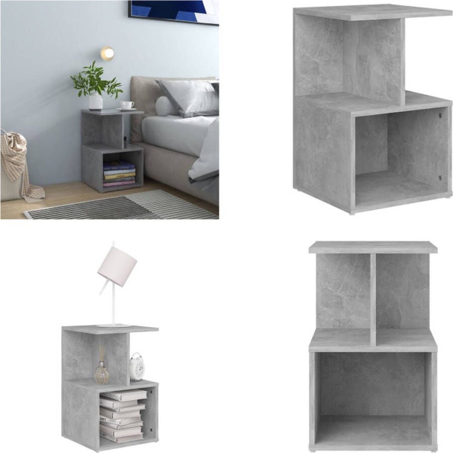 VidaXL Nachtkastje 35x35x55 cm bewerkt hout betongrijs Nachtkastje Nachtkastjes Telefoonkast Telefoonkasten