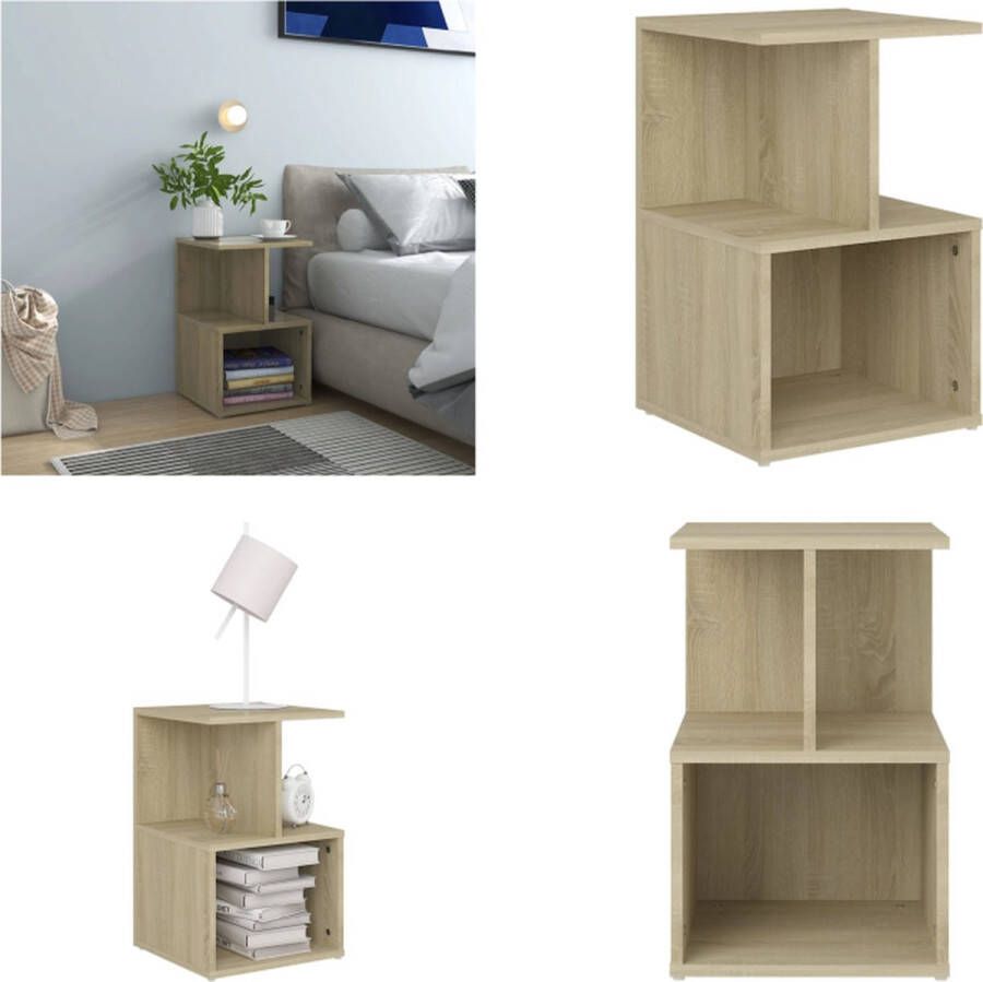 VidaXL Nachtkastje 35x35x55 cm bewerkt hout sonoma eikenkleurig Nachtkastje Nachtkastjes Telefoonkast Telefoonkasten