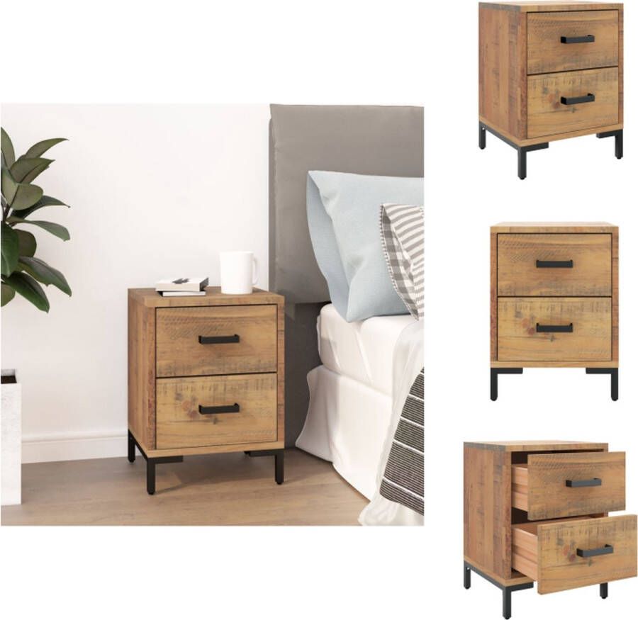 VidaXL Nachtkastje Nachtkastjes Houten Nachtkastje Telefoonkast Nachtkastje 36x30x45 cm gerecycled massief grenenhout bruin