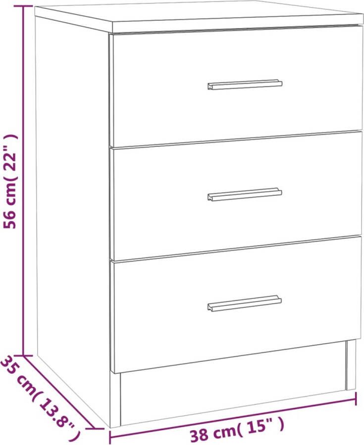 VidaXL -Nachtkastje-38x35x56-cm-bewerkt-hout-gerookt-eikenkleurig - Foto 2