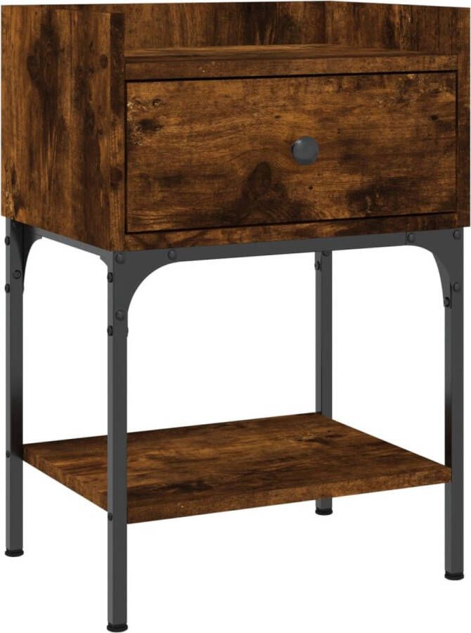 The Living Store Nachtkastje Vintage Meubelen 40.5 x 31 x 60 cm Gerookt Eiken Nachtkastje Vintage Houten Kast Bruine Kast Slaapkamersdecoratie - Foto 2