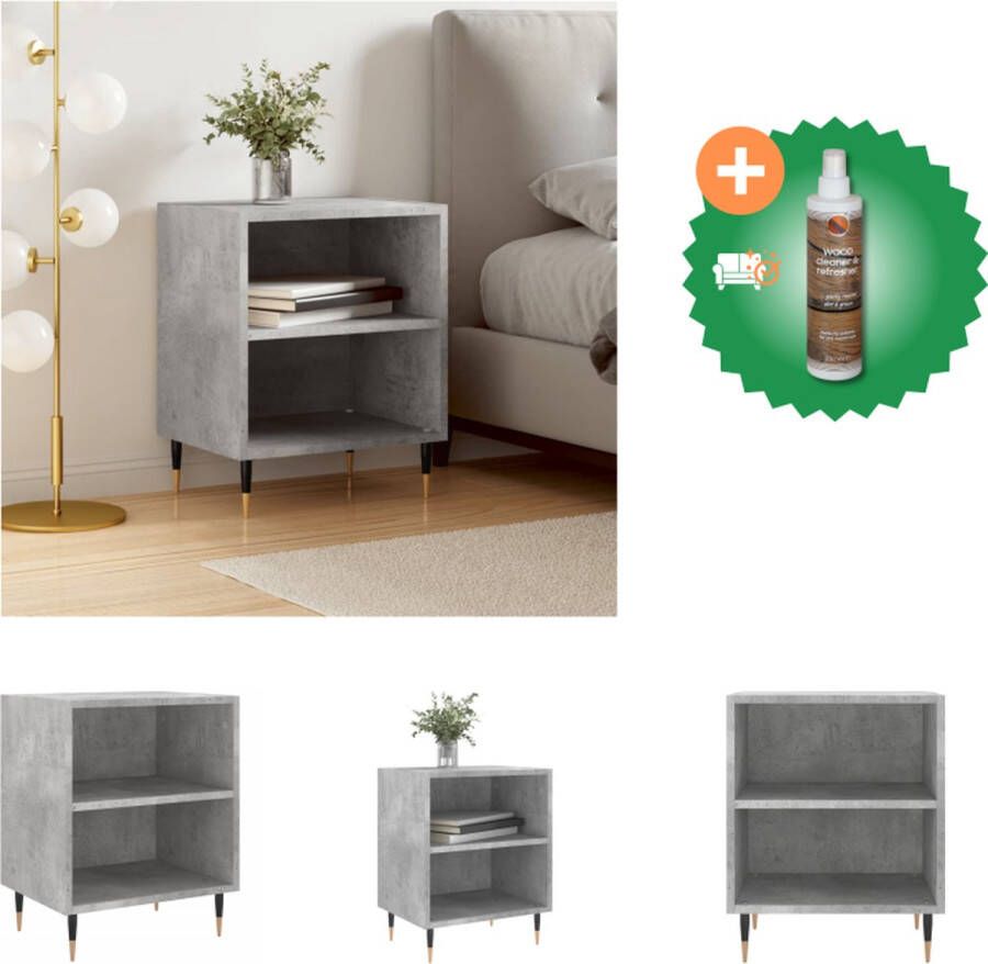 VidaXL Nachtkastje Betongrijs 40x30x50cm Bewerkt Hout Tijdschriften en Decoratieve Objecten Wandmontage vereist Kast Inclusief Houtreiniger en verfrisser - Foto 2