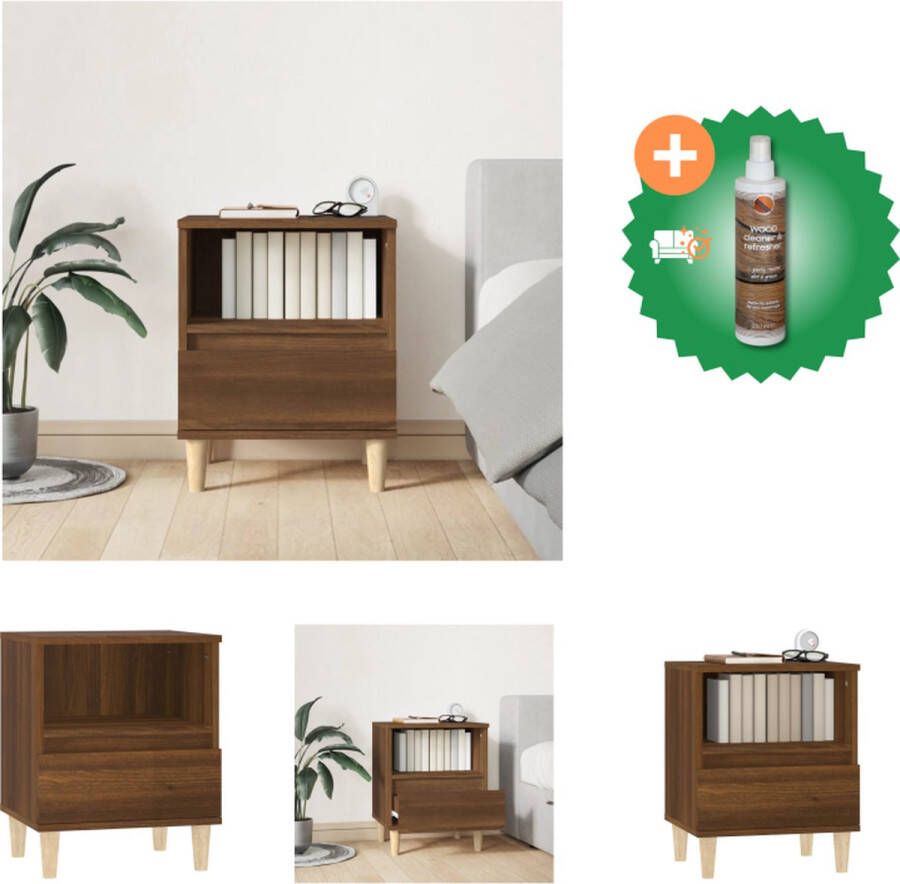 VidaXL Nachtkastje Elegant Bijzetkast Afmetingen- 40 x 35 x 50 cm Kleur- Bruineiken Kast Inclusief Houtreiniger en verfrisser