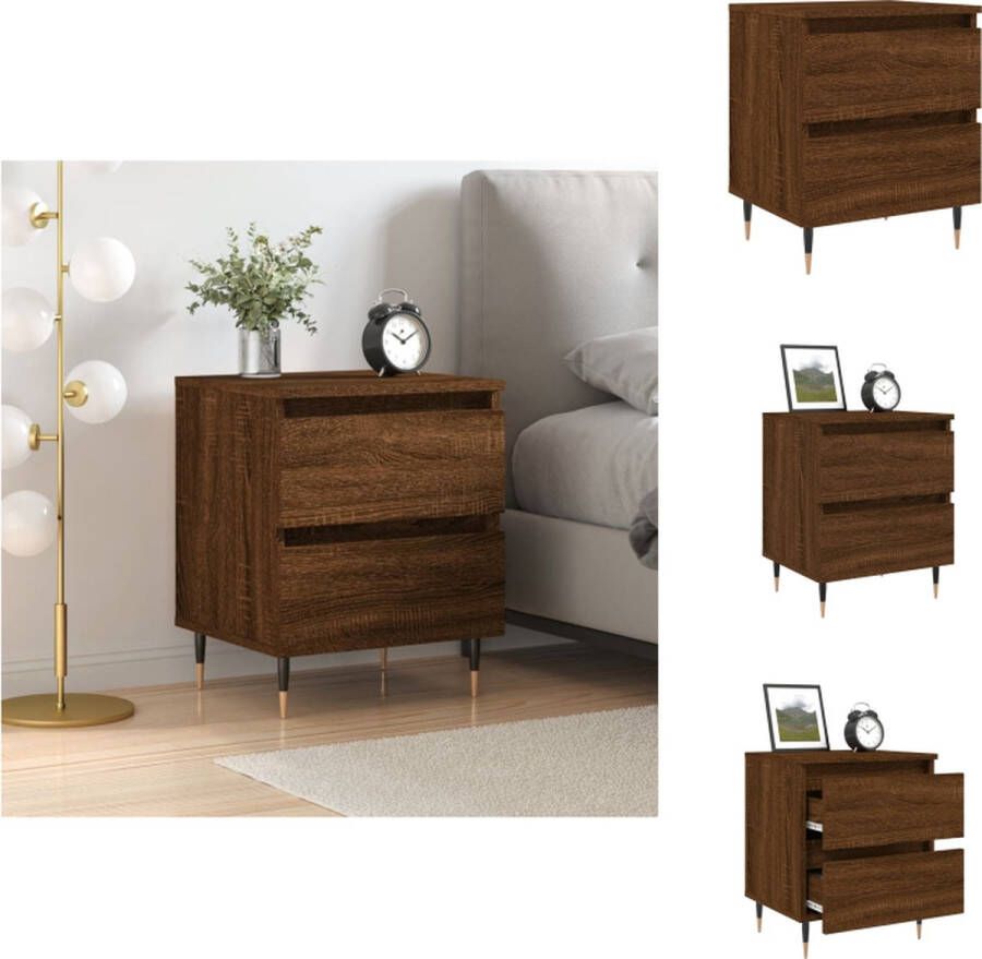 VidaXL Nachtkastje Nachtkastjes Bijzettafel Wandkastje Nachtkastje 40x35x50 cm bewerkt hout bruineikenkleurig - Foto 2