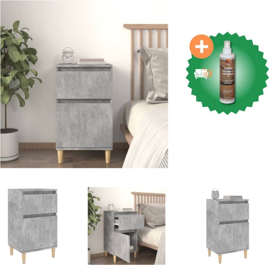 VidaXL Nachtkastje Betongrijs Naam Nachtkastje Afmetingen- 40 x 35 x 70 cm Duurzaam hout en metaal Kast Inclusief Houtreiniger en verfrisser - Foto 3