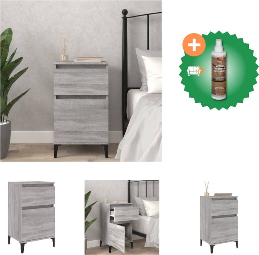 VidaXL Nachtkastje Trendy Nachtkastje 40 x 35 x 70 cm Ken- Grijs Sonoma Eiken Kast Inclusief Houtreiniger en verfrisser - Foto 4