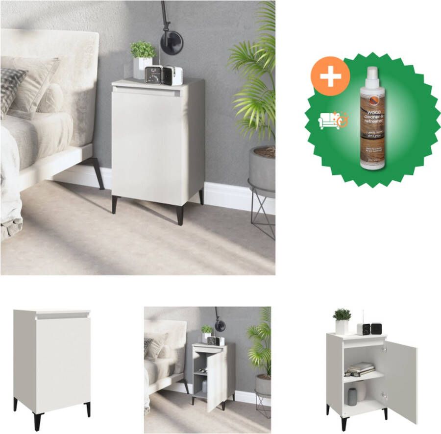 VidaXL Nachtkastje 40x35x70 cm bewerkt hout wit Kast Inclusief Houtreiniger en verfrisser