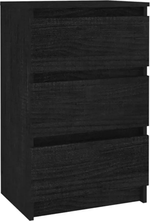 VidaXL Nachtkastje 40x29 5x64 cm massief grenenhout zwart - Foto 2