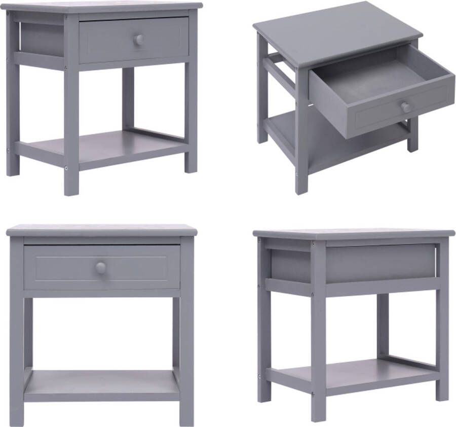 VidaXL Nachtkastje 40x29x42 cm paulowniahout grijs Kastje Kastjes Nachtkastje Nachttafel