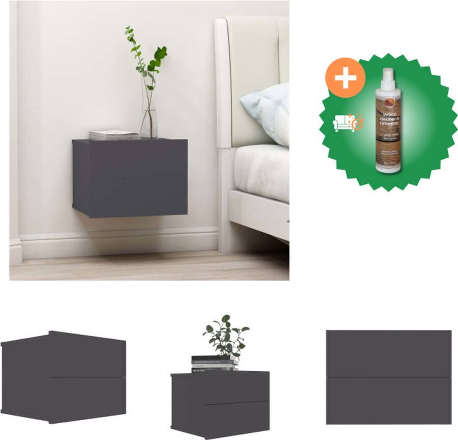 VidaXL Nachtkastje 40x30x30 cm spaanplaat grijs Kast Inclusief Houtreiniger en verfrisser
