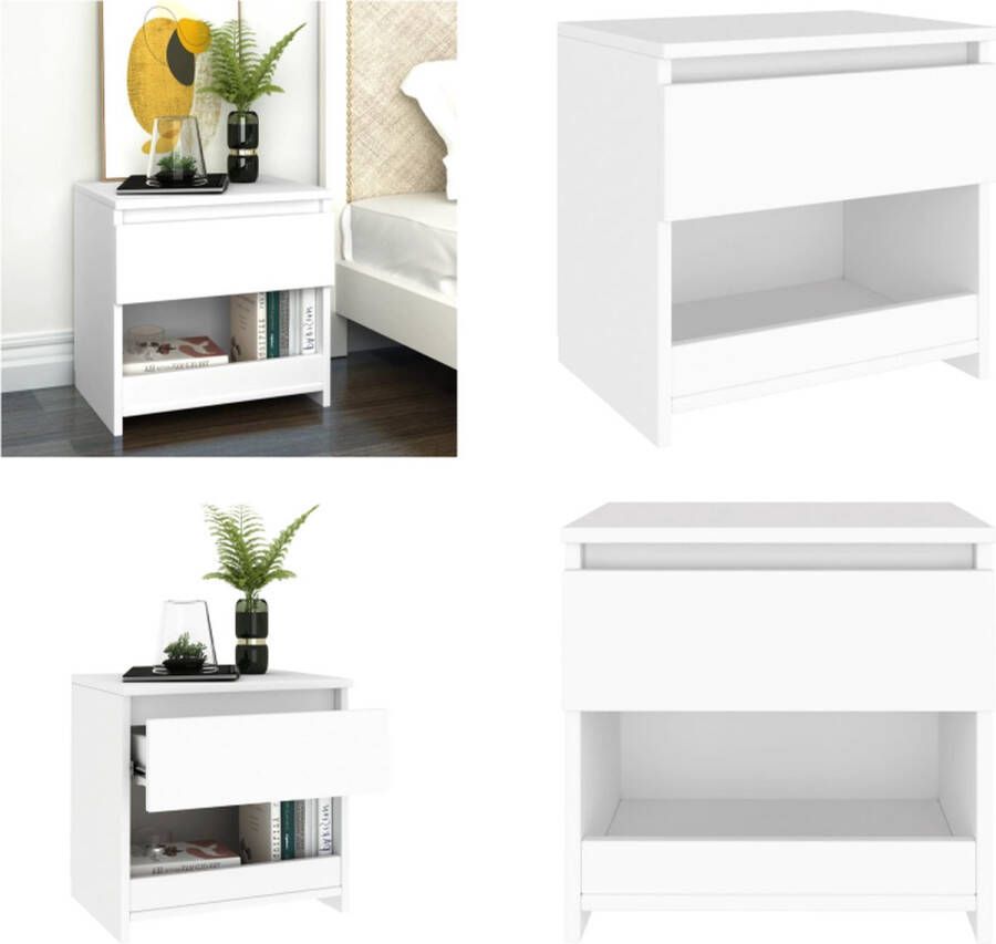 VidaXL Nachtkastje 40x30x39 cm bewerkt hout wit Nachtkastje Nachtkastjes Telefoonkast Telefoonkasten