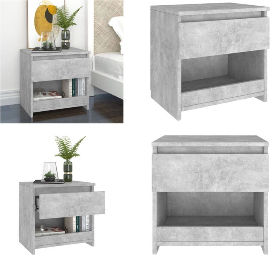 VidaXL Nachtkastje 40x30x39 cm bewerkt hout betongrijs Nachtkastje Nachtkastjes Telefoonkast Telefoonkasten