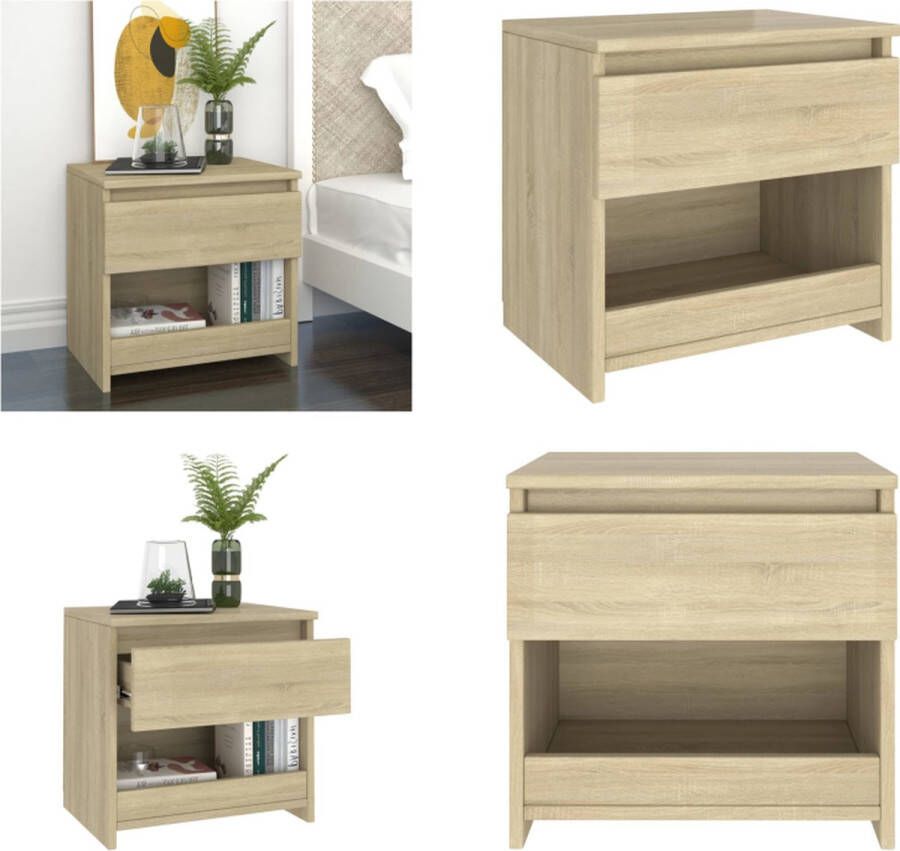VidaXL Nachtkastje 40x30x39 cm bewerkt hout sonoma eikenkleurig Nachtkastje Nachtkastjes Telefoonkast Telefoonkasten