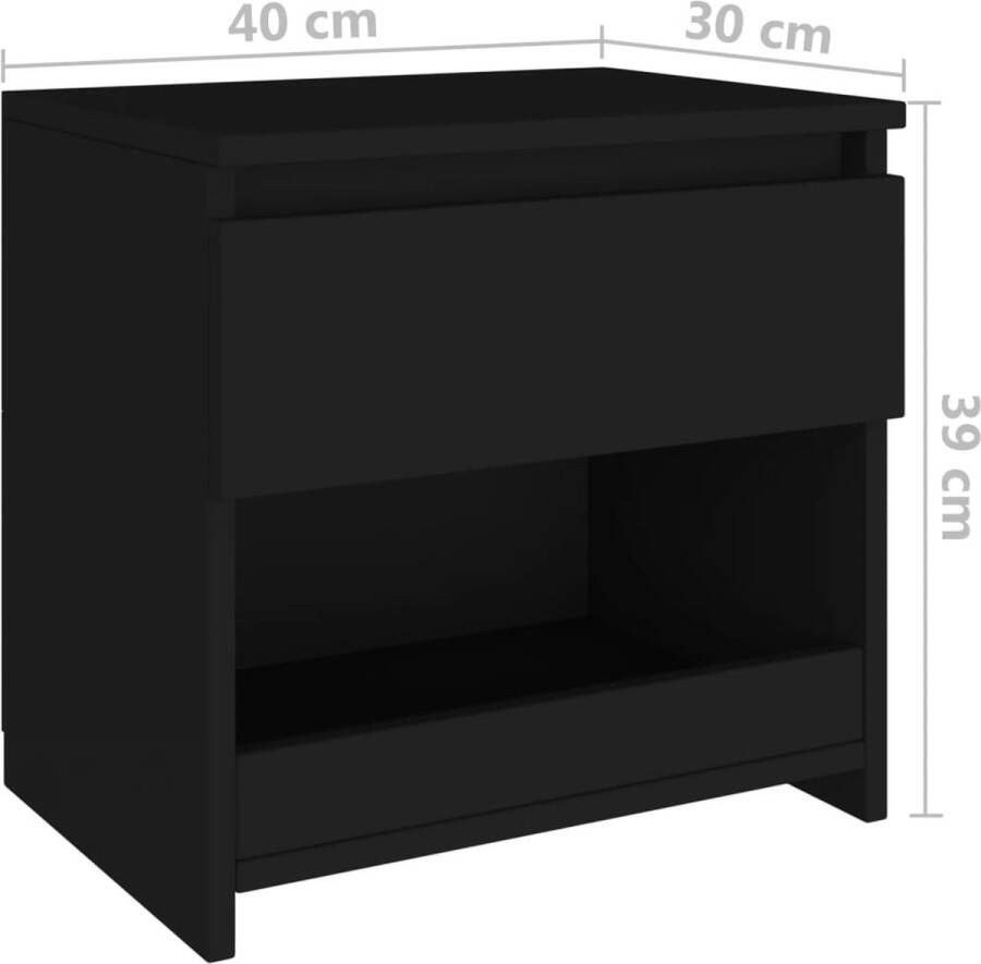 VidaXL -Nachtkastje-40x30x39-cm-bewerkt-hout-zwart - Foto 2