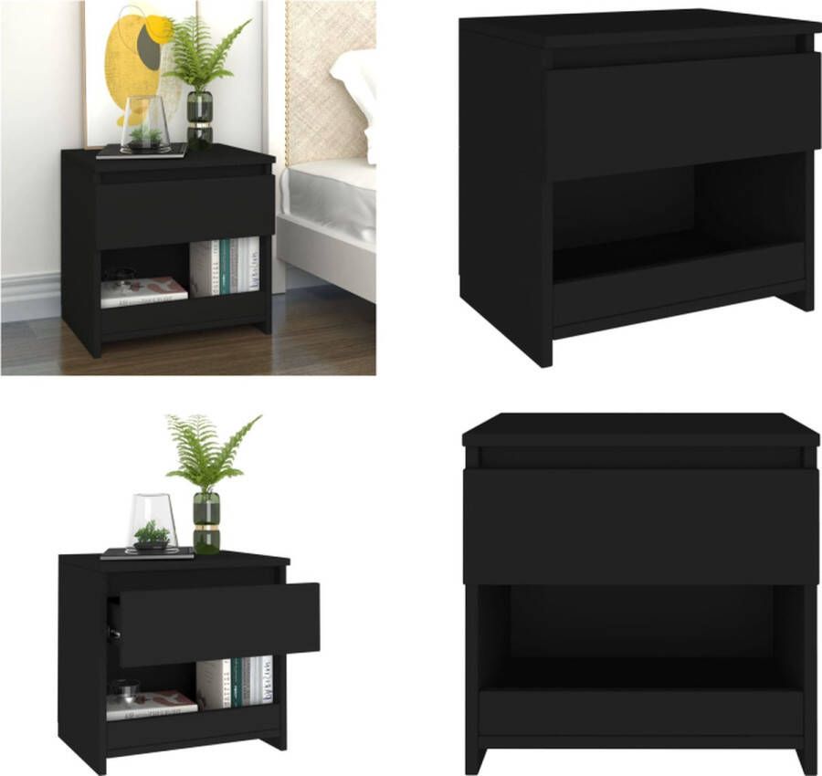 VidaXL Nachtkastje 40x30x39 cm bewerkt hout zwart Nachtkastje Nachtkastjes Telefoonkast Telefoonkasten