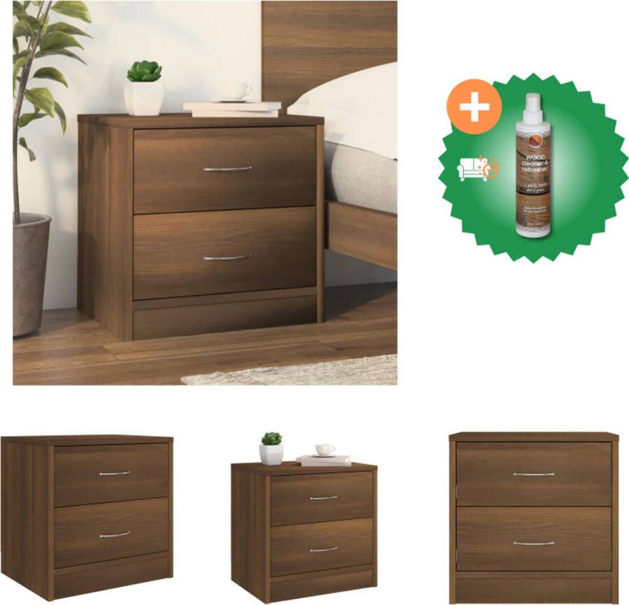 VidaXL Nachtkastje Hout 40 x 30 x 40 cm Opbergfunctie Bruineiken Kast Inclusief Houtreiniger en verfrisser