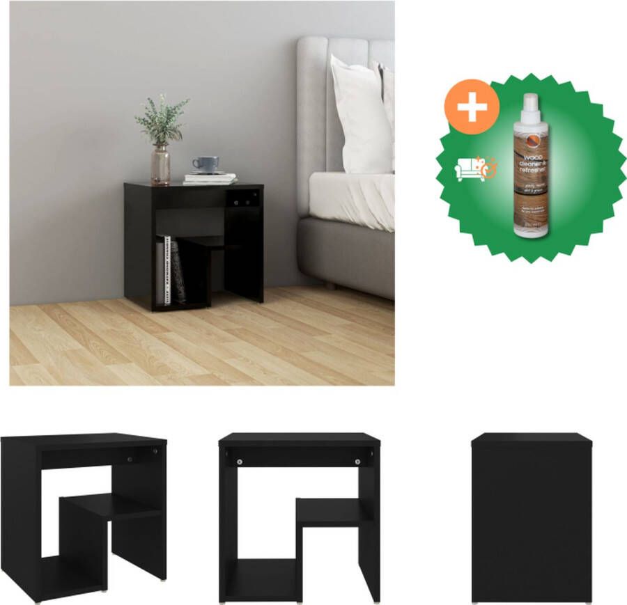 VidaXL Nachtkastje 40x30x40 cm spaanplaat zwart Kast Inclusief Houtreiniger en verfrisser
