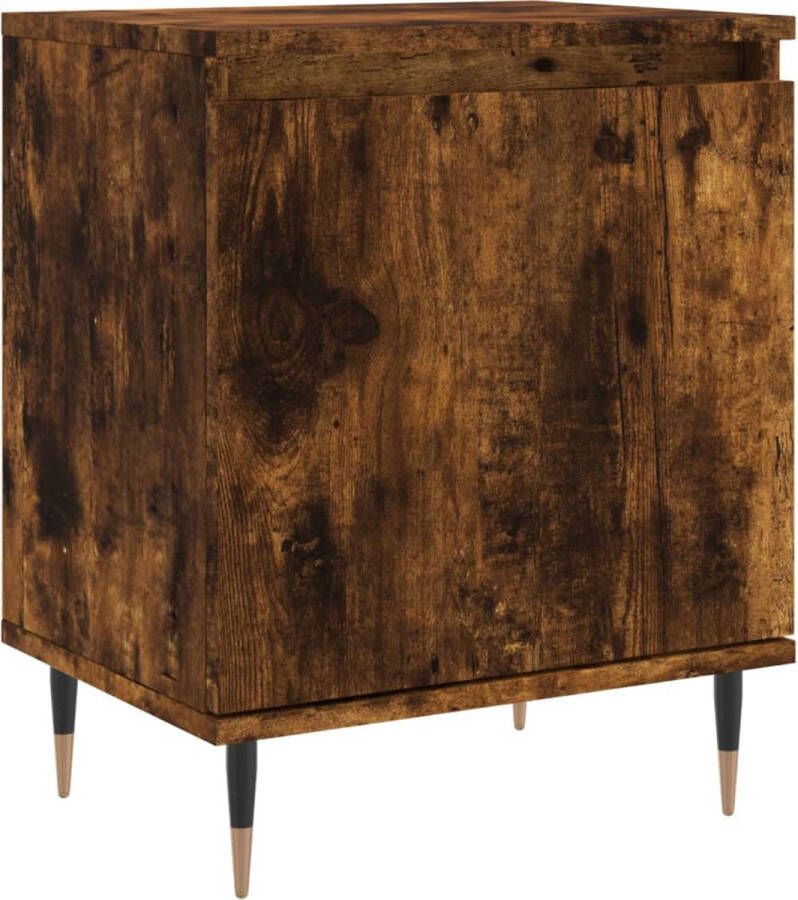 VidaXL Nachtkastje Gerookt Eiken 40x30x50 cm Nachtkastje Kastje Slaapkamermeubel Houten Meubel Bruine Kast Vintage Stijl Bergruimte Decoratief Item