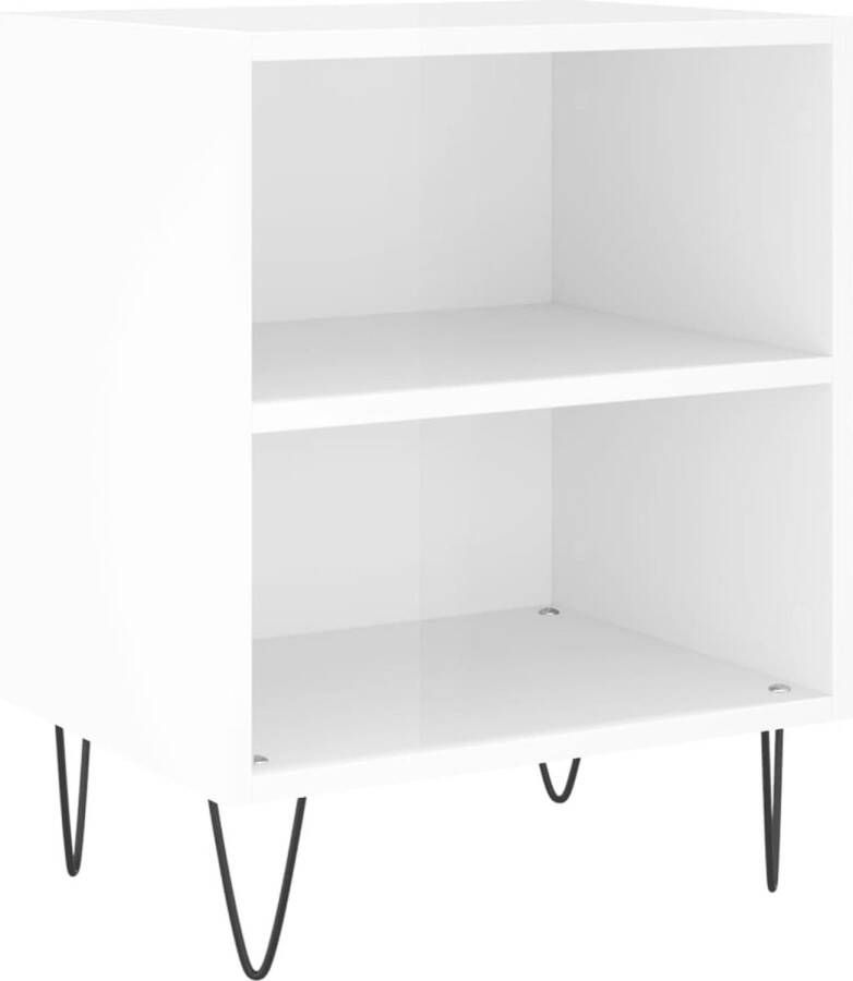 VidaXL -Nachtkastje-40x30x50-cm-bewerkt-hout-hoogglans-wit - Foto 2