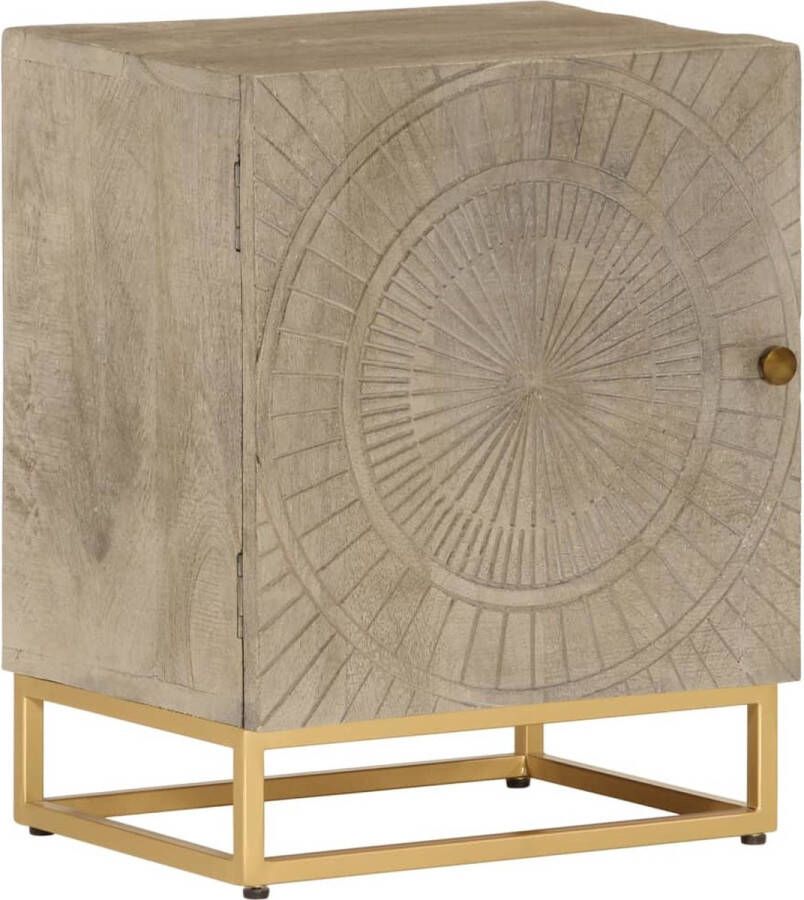 VidaXL -Nachtkastje-40x30x50-cm-massief-mangohout-en-ijzer - Foto 2