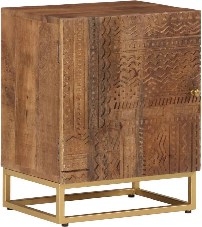 VidaXL -Nachtkastje-40x30x50-cm-massief-mangohout-en-ijzer - Foto 4