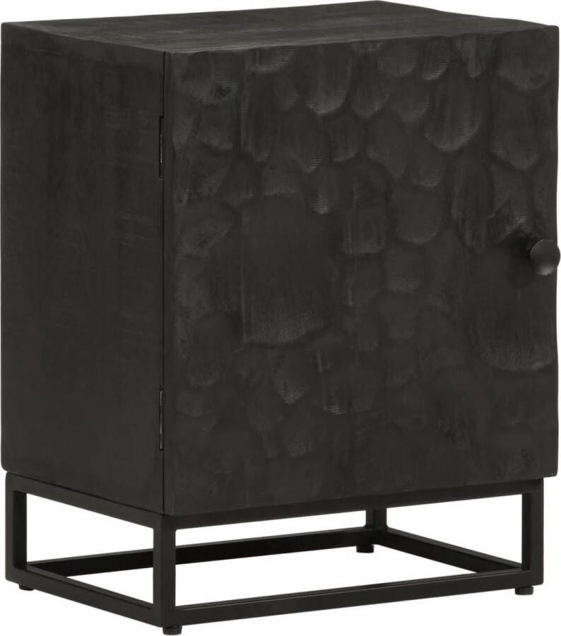 VidaXL -Nachtkastje-40x30x50-cm-massief-mangohout-en-ijzer-zwart - Foto 2