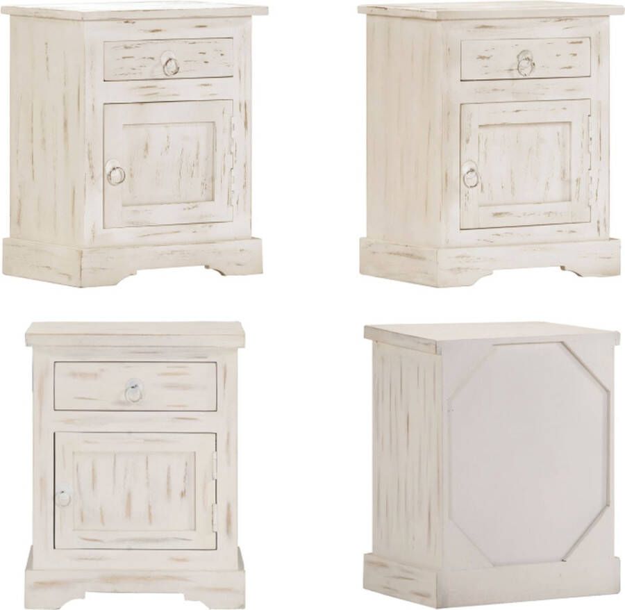 VidaXL Nachtkastje 40x30x50 cm massief mangohout wit Nachtkastje Nachtkastjes Kastje Kastjes