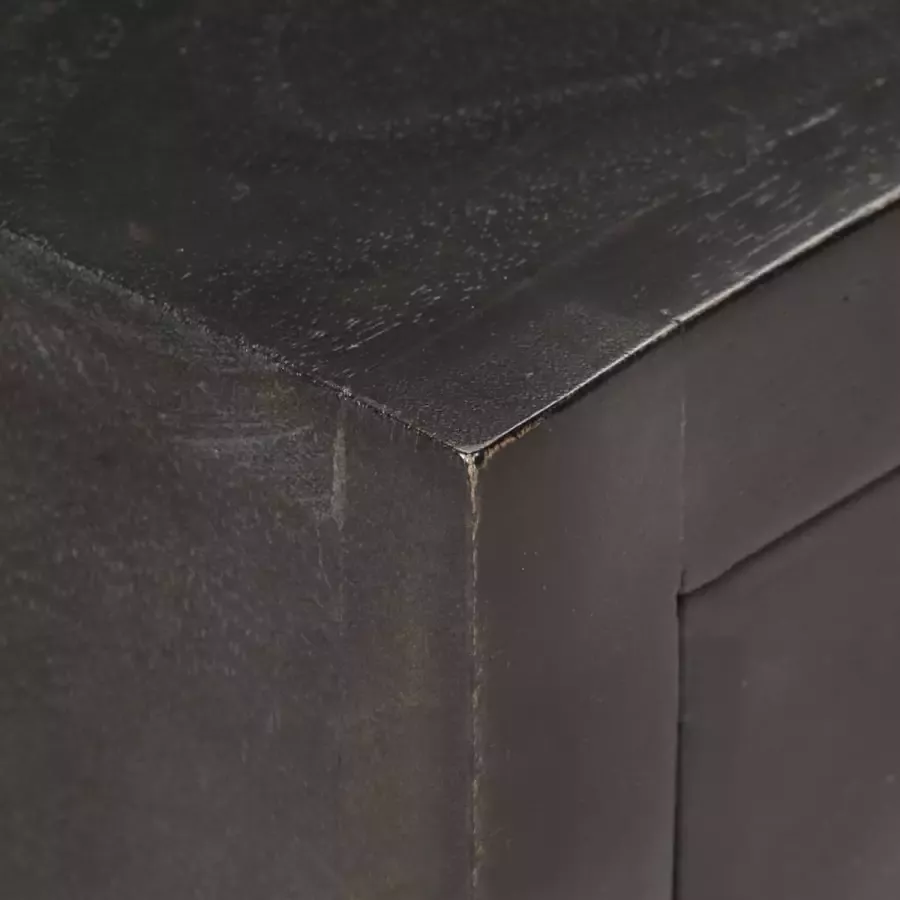 VidaXL -Nachtkastje-40x30x50-cm-massief-mangohout-zwart-en-goudkleurig