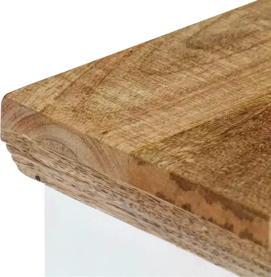 VidaXL Nachtkastje 40x30x50 cm massief ruw mangohout wit en bruin