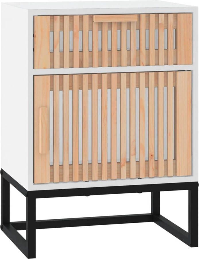 VidaXL -Nachtkastje-40x30x55 5-cm-bewerkt-hout-en-ijzer-wit