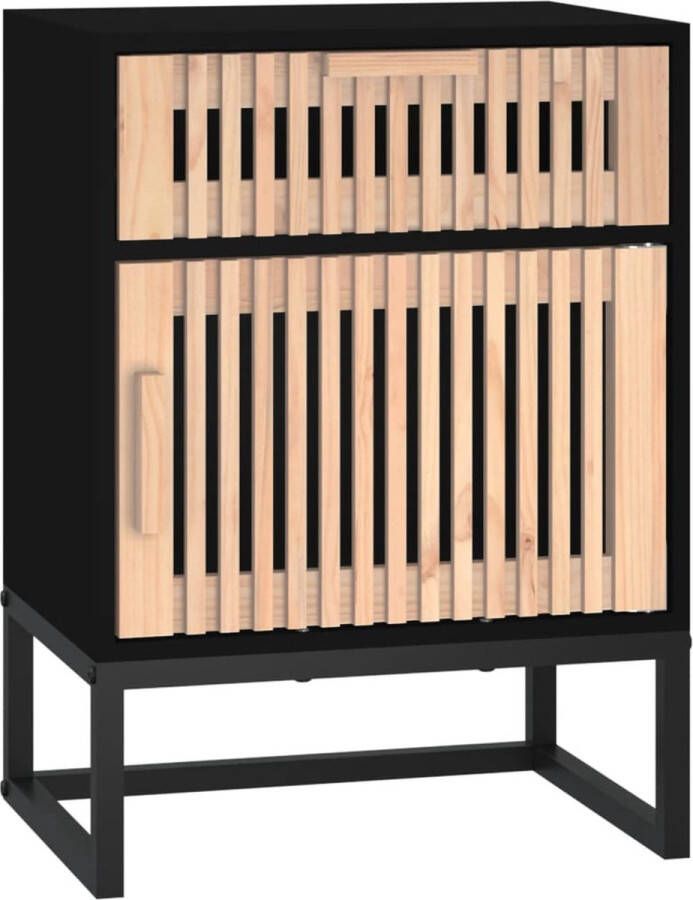 VidaXL -Nachtkastje-40x30x55 5-cm-bewerkt-hout-en-ijzer-zwart
