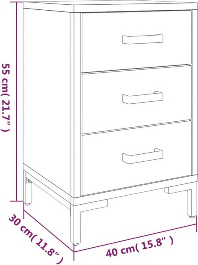 VidaXL -Nachtkastje-40x30x55-cm-gerecycled-massief-grenenhout-bruin - Foto 2