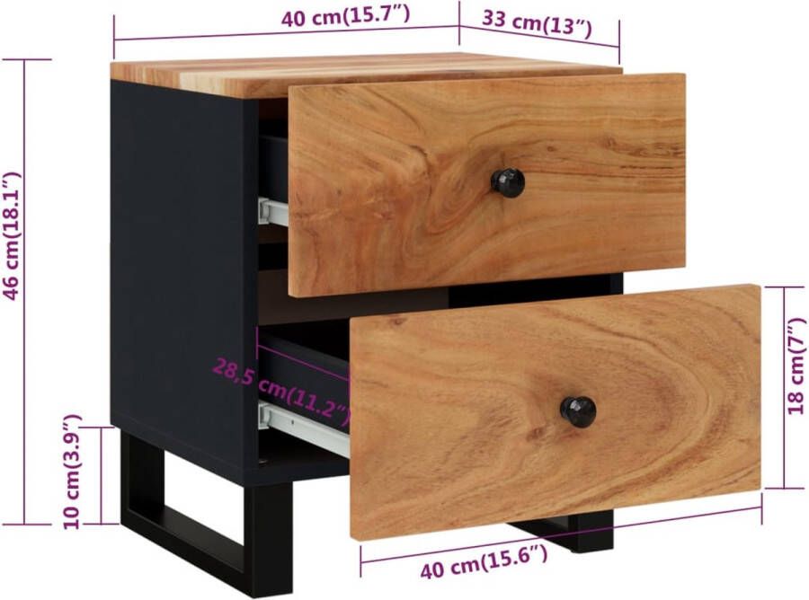 VidaXL -Nachtkastje-40x33x46-cm-massief-acaciahout - Foto 2