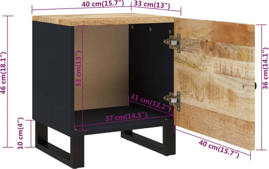 VidaXL -Nachtkastje-40x33x46-cm-massief-mangohout - Foto 5