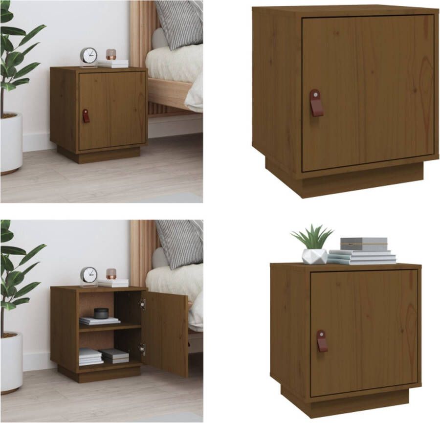 VidaXL Nachtkastje 40x34x45 cm massief grenenhout honingbruin Nachtkastje Nachtkastjes Houten Nachtkastje Telefoonkast