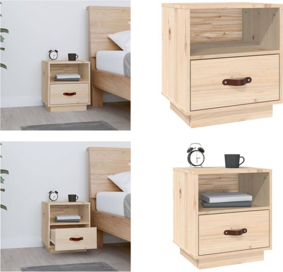 VidaXL Nachtkastje 40x34x45 cm massief grenenhout Nachtkastje Nachtkastjes Houten Nachtkastje Telefoonkast - Foto 2