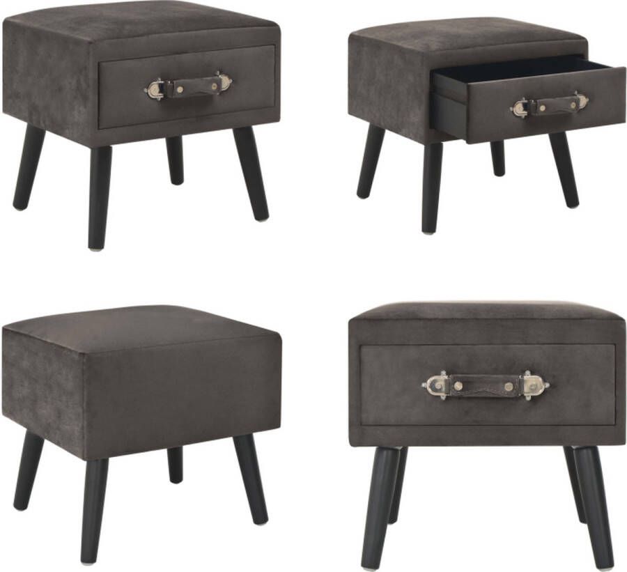 VidaXL Nachtkastje 40x35x40 cm fluweel grijs Nachtkastje Nachtkastjes Bedkastje Bedkastjes